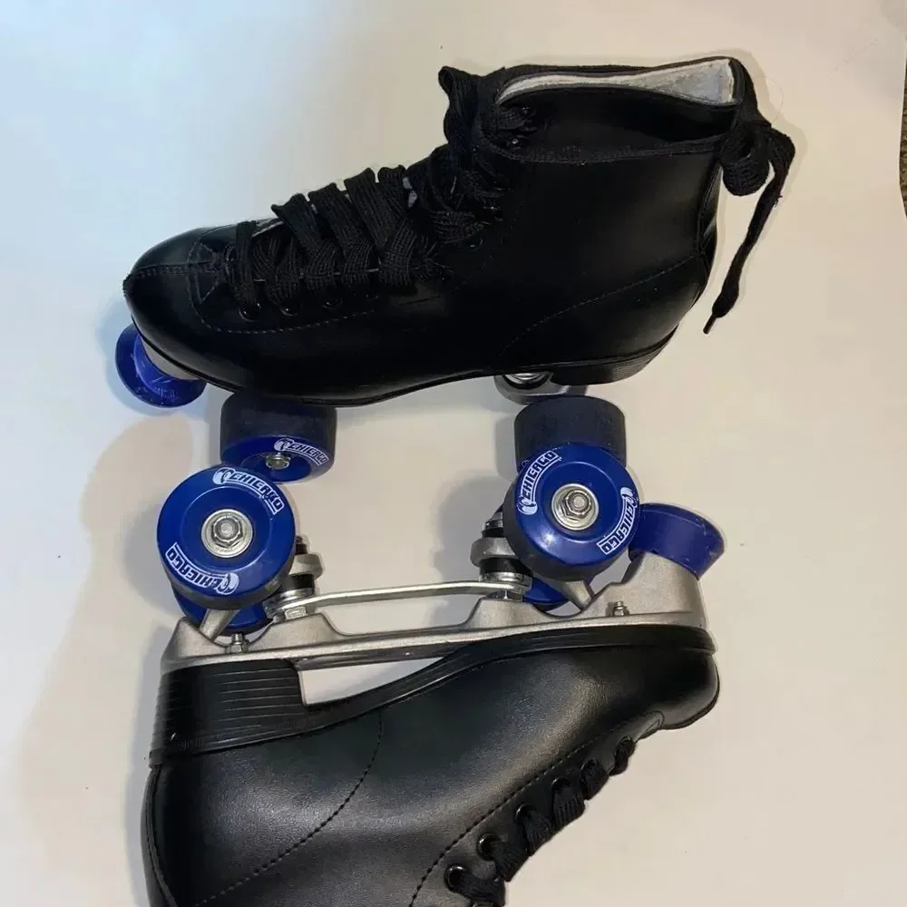 Chicago Black Roller Skates with Blue Wheels